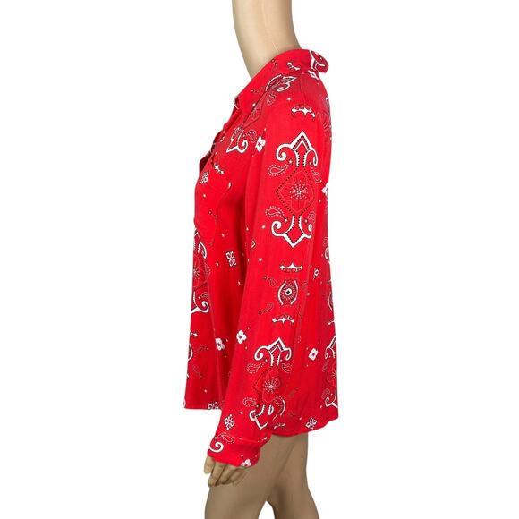 L'Agence Jacqueline Red Bandana Paisley Print Button Down Shirt SZ S - Picture 6 of 11